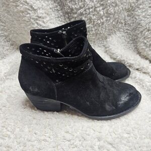 Born Winema Black Suede Leather Ankle Boots sz 10